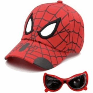 set cappellino baseball rosso e occhiali da sole spiderman bambino