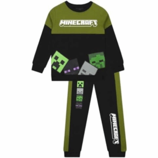 tuta nera felpa e pantaloni stampa minecraft creeper bambino
